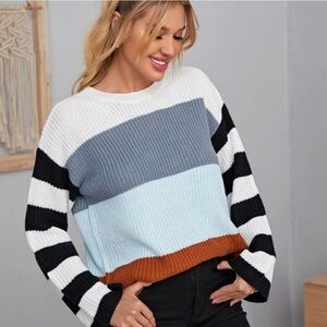 Colorblock relaxed fit sweater